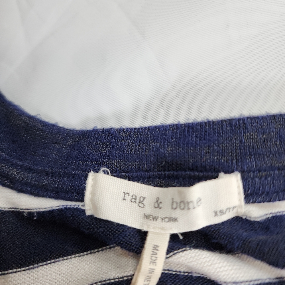 rag & bone Navy White Soft Boxy Nautical Striped Sleeveless Size XS - Picture 4 of 12
